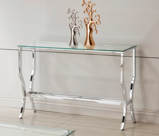 Rectangular Sofa Table With Mirrored Shelf Chrome