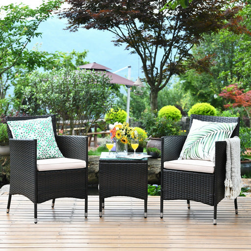 3 Pieces Patio Wicker Rattan Furniture Conversation Set with Coffee Table(clearance)