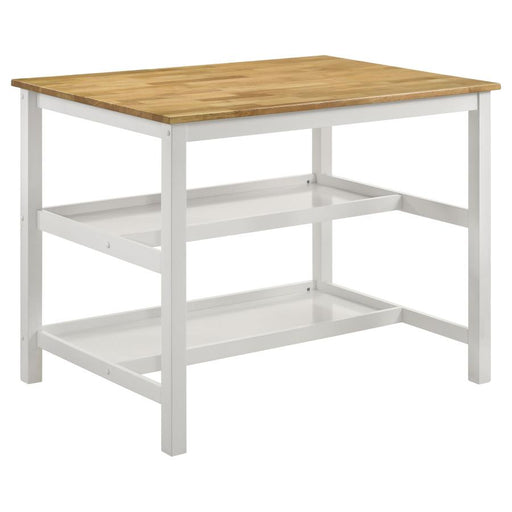 Hollis Kitchen Island Counter Height Table Brown and White