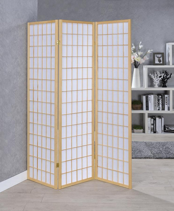 Carrie 3-Panel Folding Screen Natural And White