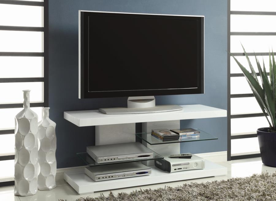 Cogswell 2-Shelf TV Console Glossy White