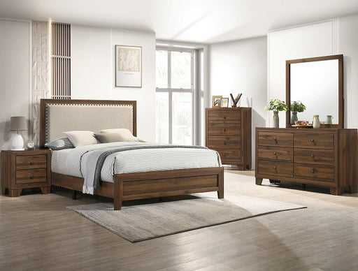 MILLIE UPHOLSTERED BED GROUP BROWN