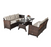 3 Pieces Hand-Woven Rattan Outdoor Sofa Set with Dining Table