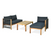 3 Pieces Patio Acacia Wood Sofa Furniture Set with Nylon Rope Armrest