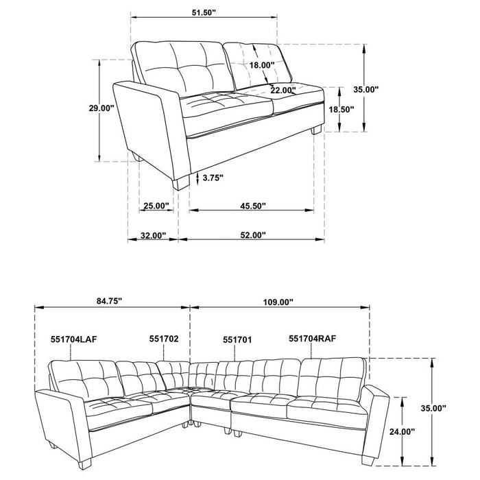 Georgina 4-Piece Upholstered Modular Sectional Sofa Steel Beige