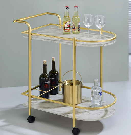 Desiree 2-Tier Bar Cart With Casters Gold
