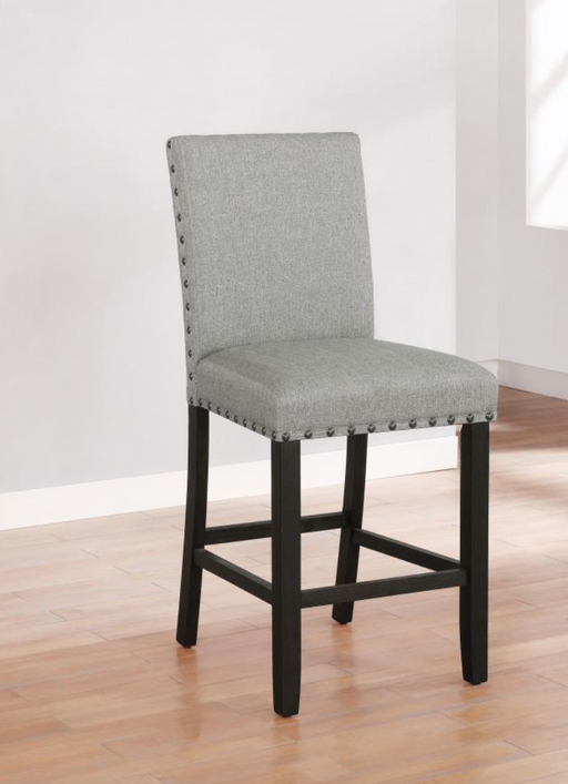 Kentfield Solid Back Upholstered Counter Height Stools Grey and Antique Noir (Set of 2)(DIS)