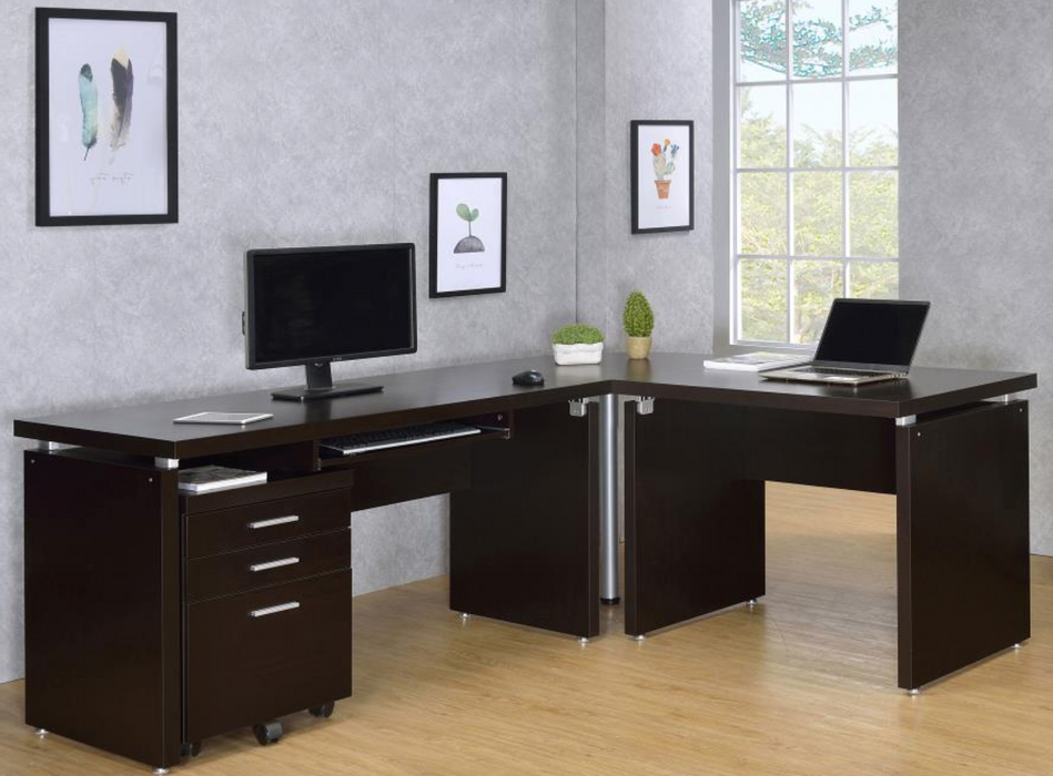 Skylar 2-piece Home Office Set L-Shape Desk with File Cabinet Cappuccino