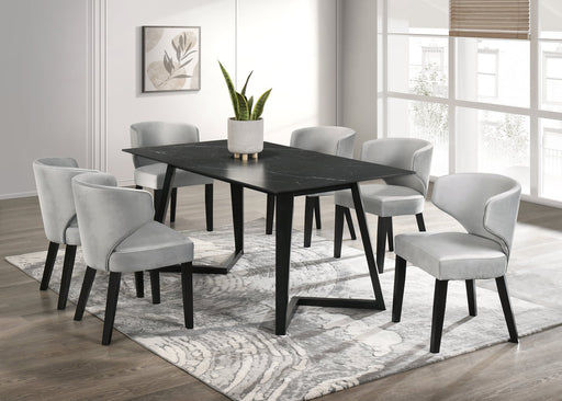 Hamilton ONYX Black Dining Table + 6 Chair Set