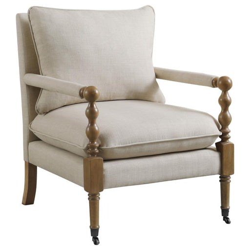 Dempsy Upholstered Accent Chair With Casters Beige