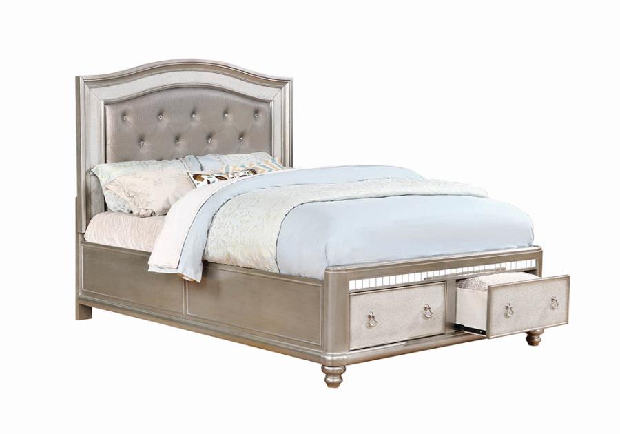 Bling Game Upholstered Storage Bed Metallic Platinum