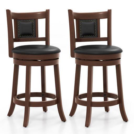 25.5 Inch/30.5 Inch Upholstered Bar Stools Set of 2 with Curved Backrest and Footrest