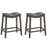 Set of 2 PU Leather Saddle Bar Stools with Rubber Wood Legs