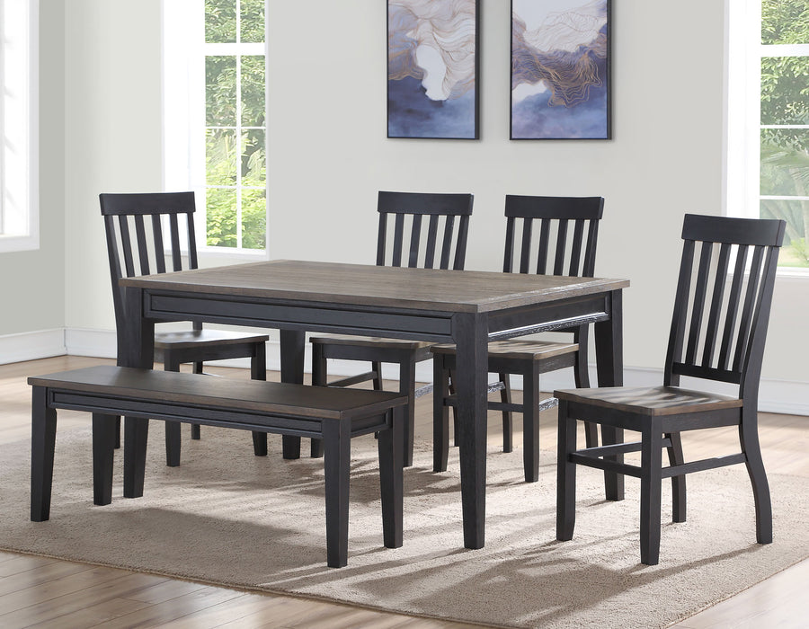Raven Noir 6 Piece Dining Set (Table, Bench & 4 Side Chairs)