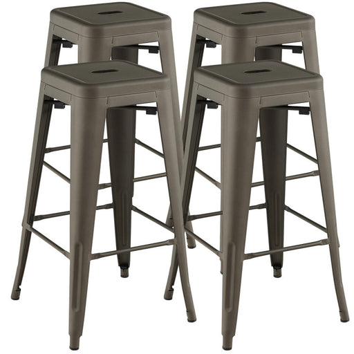30 Inch Bar Stools Set of 4 with Square Seat and Handling Hole