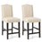 25 Inch Set of 2 Upholstered Counter Height Bar Stools with Rubber Wood Legs