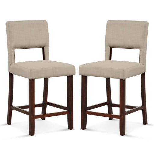 2 Piece Bar Chair Set with Hollowed Back and Rubber Wood Legs