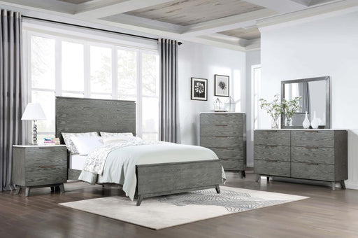Nathan 5-piece Bedroom Set White Marble and Grey