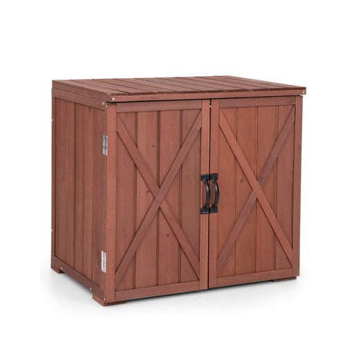 Outdoor Wooden Storage Cabinet with Double Doors