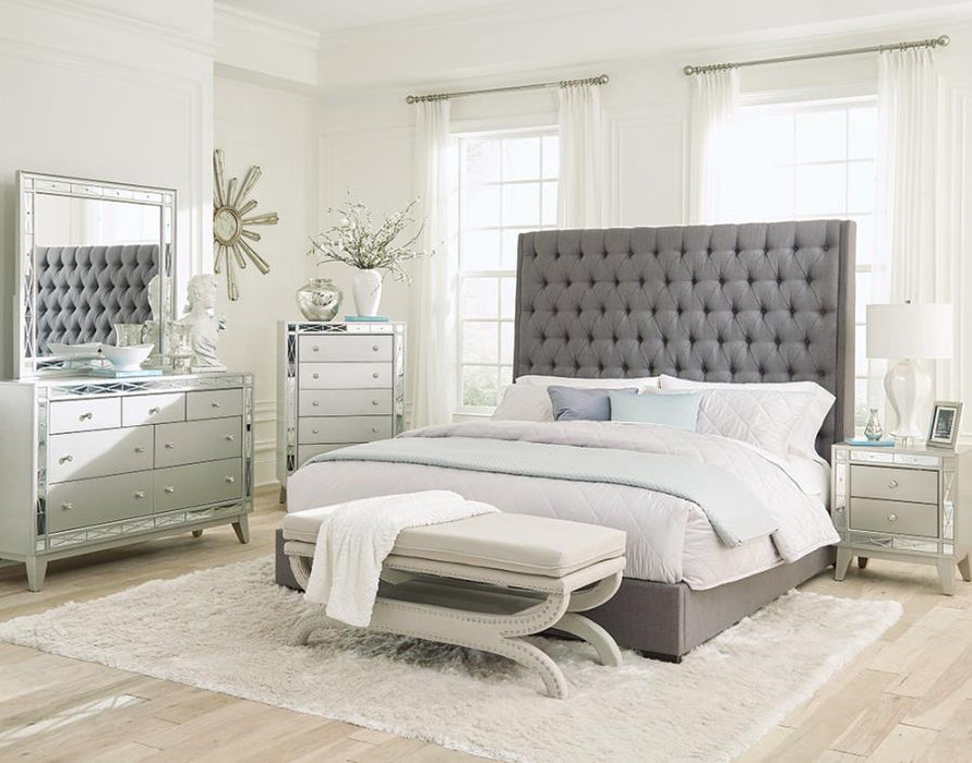 Camille 5-piece Bedroom Set Grey and Metallic Mercury
