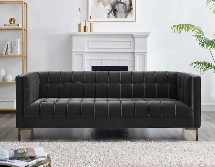 Isaac Channel Stitched Velvet Sofa
