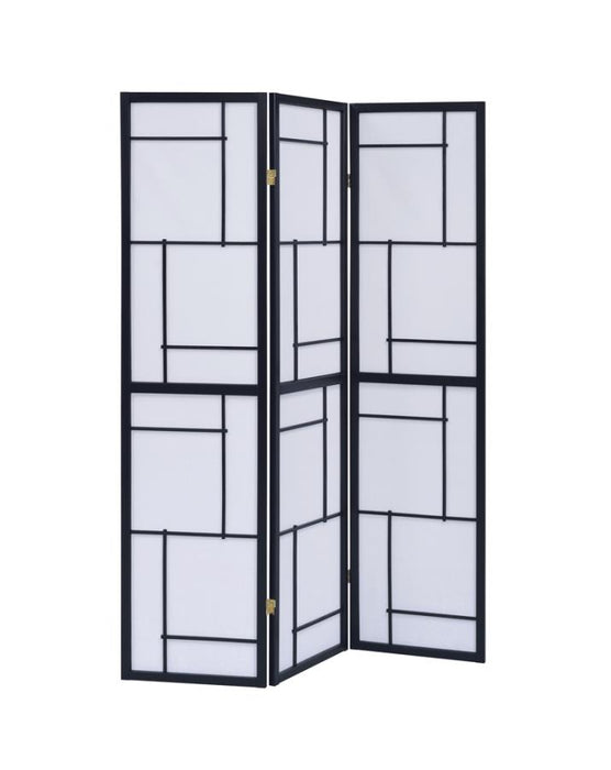 Katerina 3-Panel Folding Floor Screen Black And White