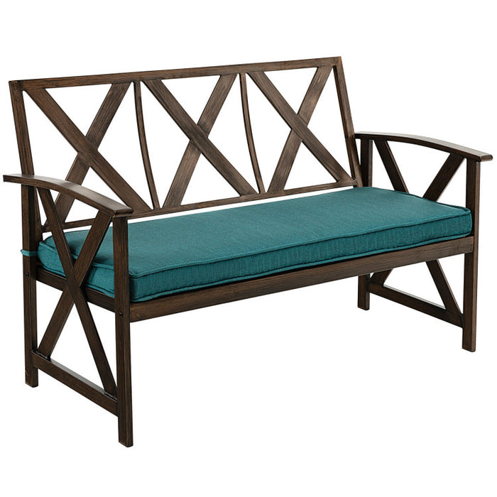 Outdoor Garden Bench with Detachable Sponge-Padded Cushion