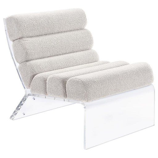 Serreta Boucle Upholstered Armless Accent Chair With Clear Acrylic Frame