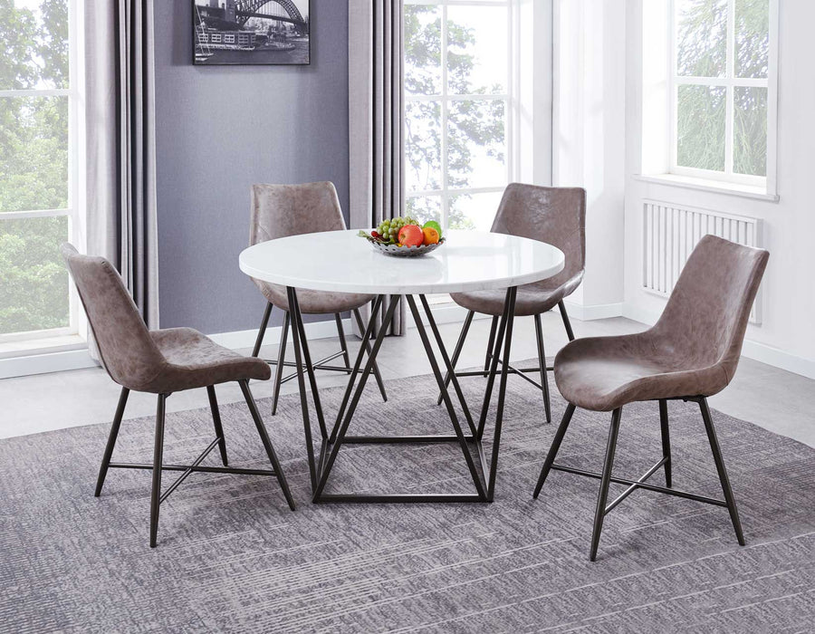Ramona 5 Piece Marble Top Set(Table & 4 Side Chairs)