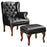 Roberts Button Tufted Back Accent Chair With Ottoman Black And Espresso