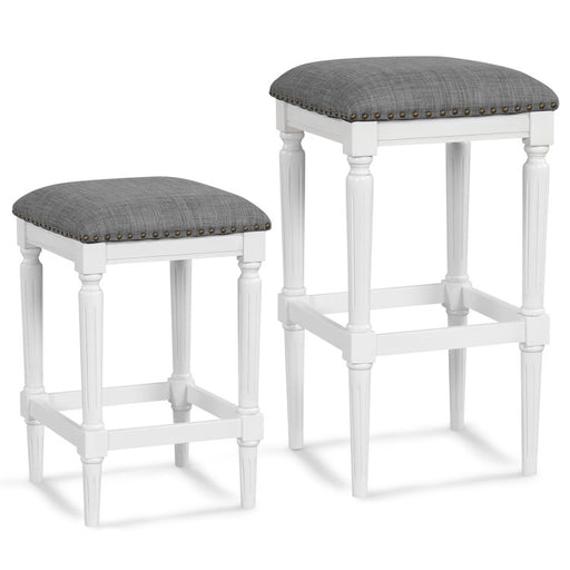 3 Heights Square Saddle Stool Set of 2 with Footrests and Padded Seats