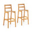 Set of 2 28 Inch Rubber Wood Armless Bar Stools with Backrest and Footrest