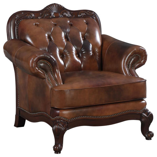 Victoria Rolled Arm Chair Tri-Tone And Brown