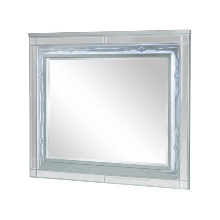 Gunnison Dresser Mirror with LED Lighting Silver Metallic