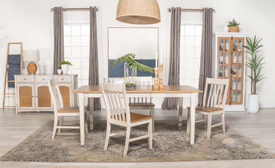 Kirby 7-Piece Dining Set Natural And Rustic Off White