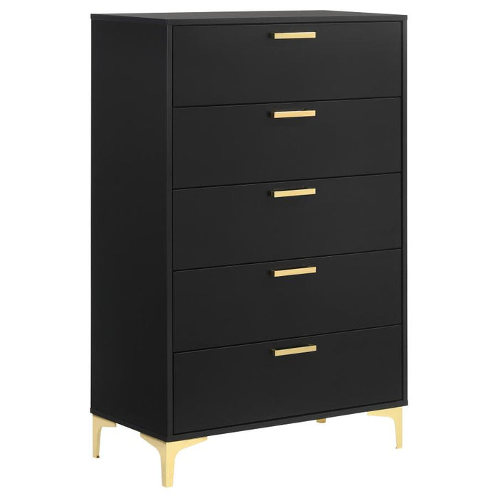 Kendall 5-drawer Chest Black and Gold