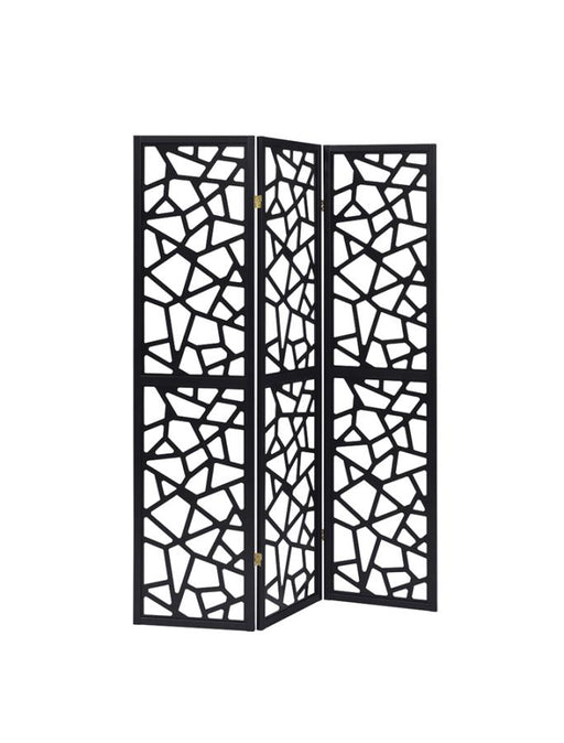 Nailan 3-Panel Open Mosaic Pattern Room Divider Black