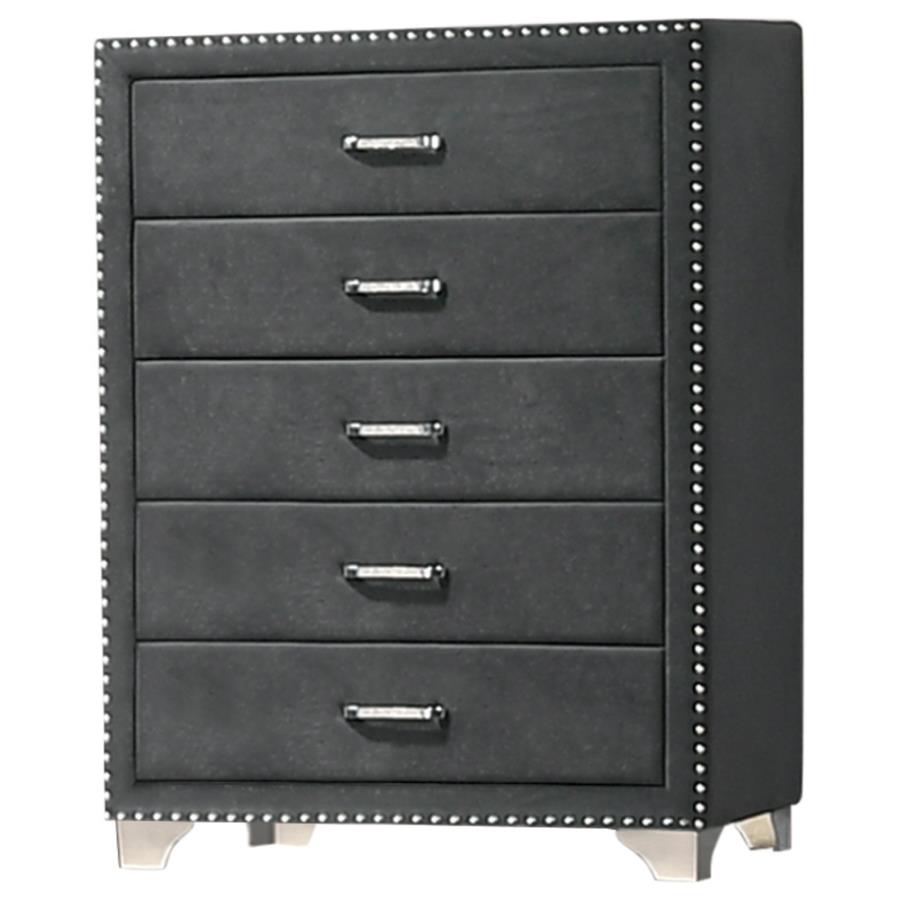 Melody 5-drawer Upholstered Chest Grey