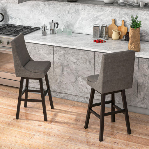 Set of 2 360° Swivel Bar Stool with Rubber Wood Legs Footrest