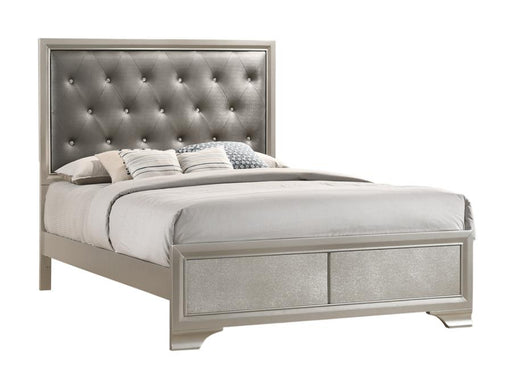 Salford Panel Bed Metallic Sterling and Charcoal Grey