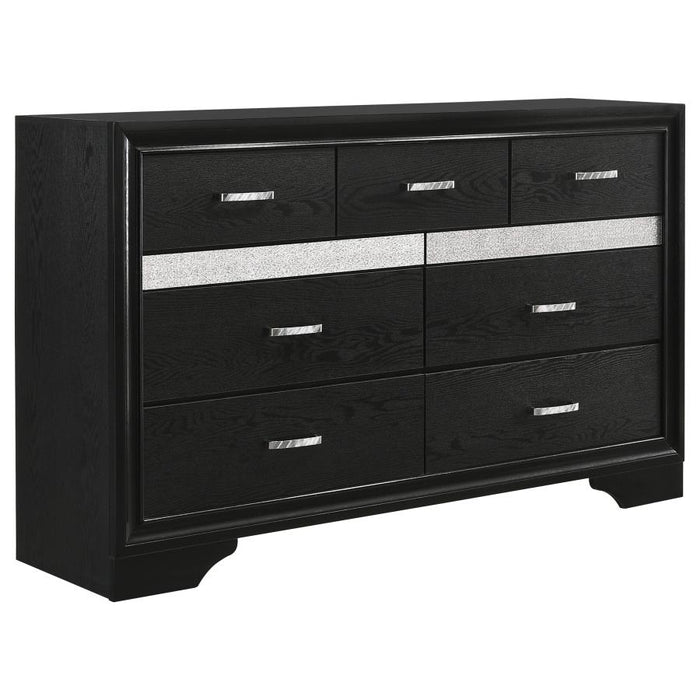 Miranda 7-drawer Dresser Black and Rhinestone