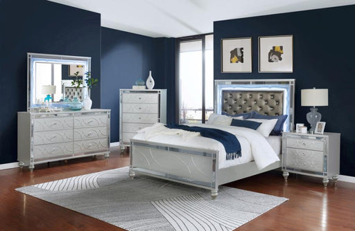 Gunnison 5-piece Bedroom Set with LED Lighting Silver Metallic