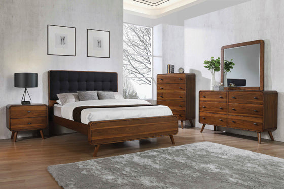 Robyn Bedroom Set with Upholstered Tufted Headboard Dark Walnut