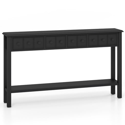 60 Inch Long Sofa Table with 4 Drawers and Open Shelf for Living Room