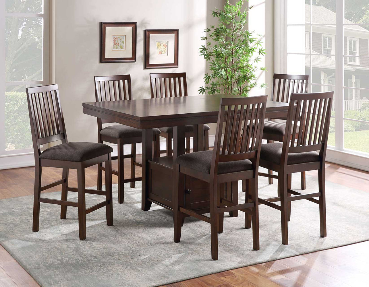 Yorktown 7-Piece Counter Storage Dining Set (Counter Table & 6 Counter Chairs)