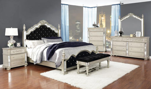 Heidi 5-piece Tufted Upholstered Bedroom Set Metallic Platinum