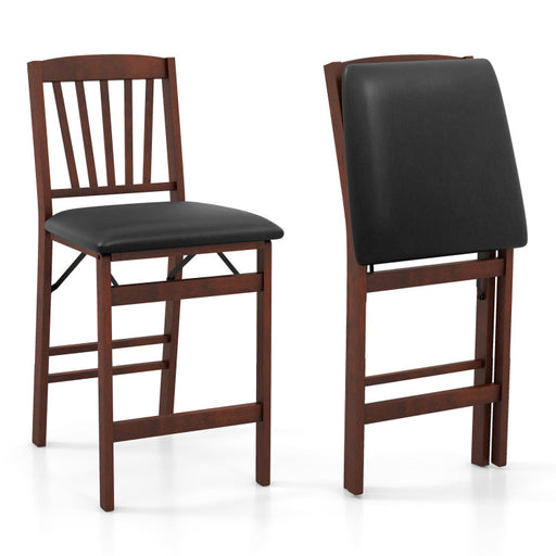 Set of 2 Folding Kitchen Island Stool with Rubber Wood Legs