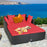 Spacious Outdoor Rattan Daybed with Upholstered Cushion