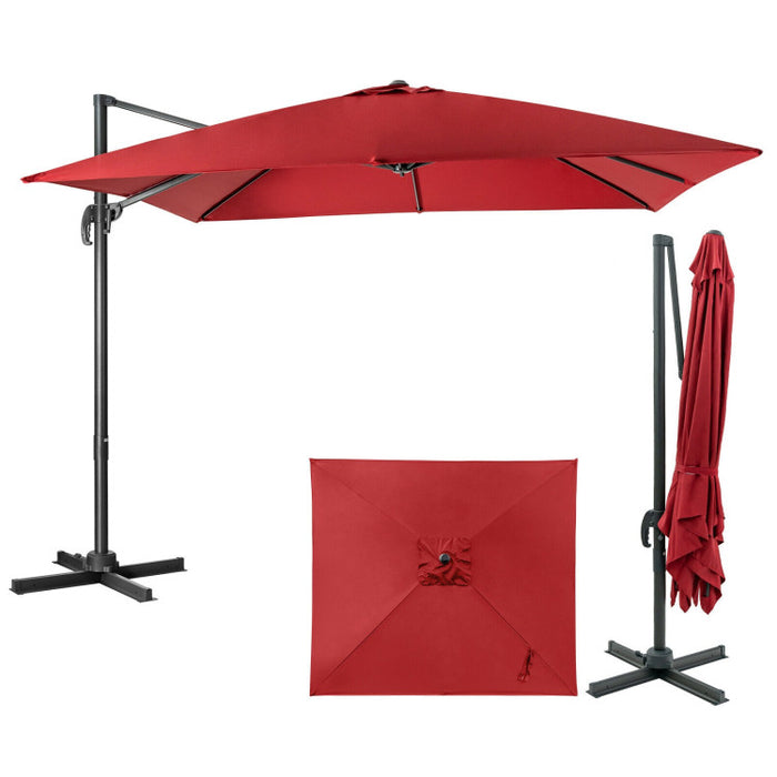 10 x 10 Feet 8-Rib Cantilever Offset Square Patio Umbrella with 3 Tilt Settings