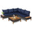 4 Pieces Patio Cushioned Rattan Furniture Set with Wooden Side Table